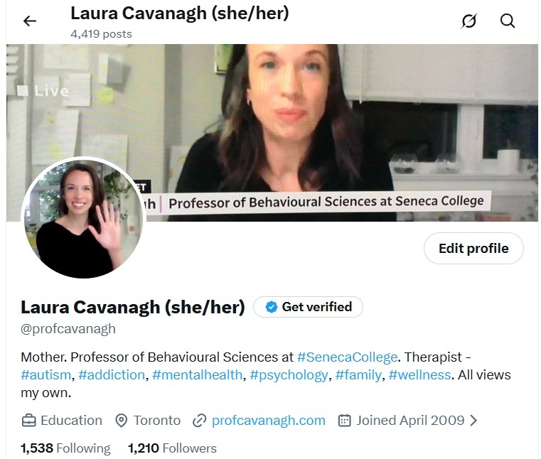 X (formerly Twitter) profile for Prof Laura Cavanagh
